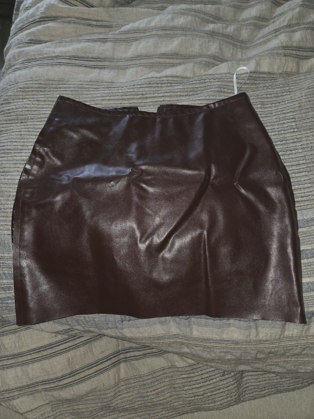 Commense Faux Leather Mini Skirt in Deep Burgundy